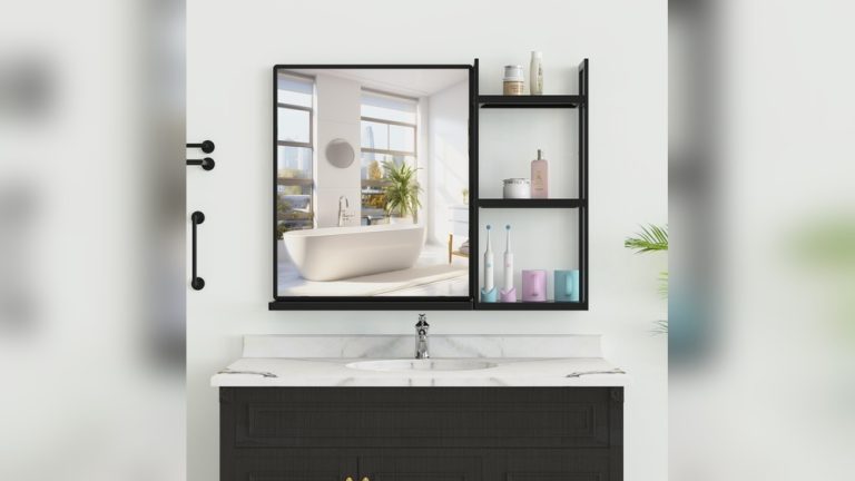 Wall Mounted Mirror And Shelf