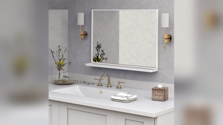 Wall Mounted Mirror And Shelves